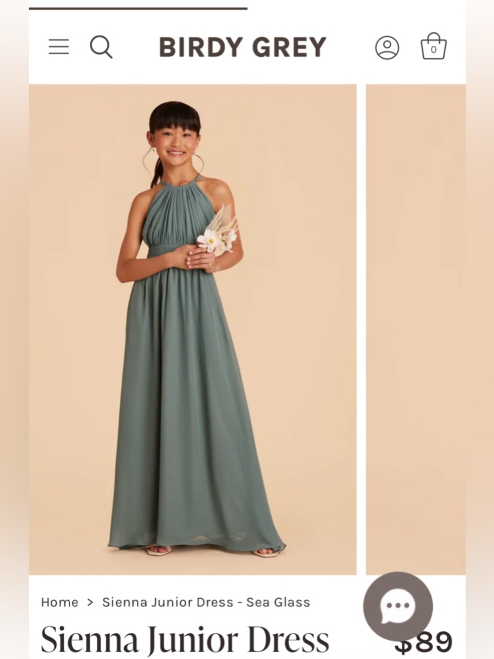 Birdy Grey Sea Glass Halter Junior Gown